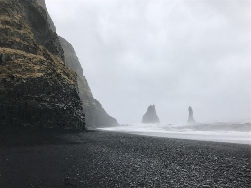 Iceland, Juodas Smėlio Paplūdimys Icelandic, Papludimys, Vik, Reynisdrangar