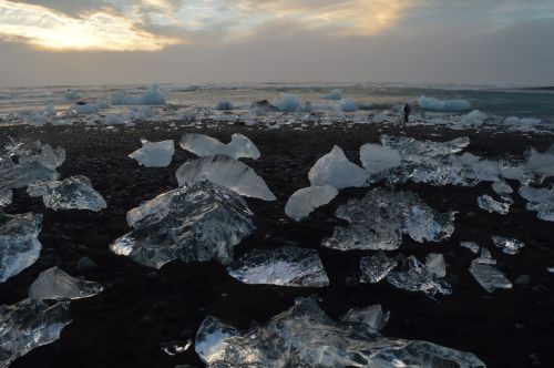 Iceland, Juodas Smėlio Paplūdimys Ledas