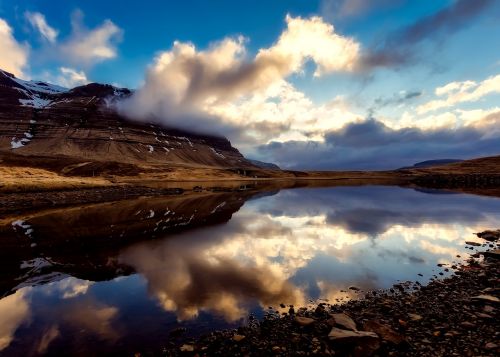 Iceland, Kraštovaizdis, Kalnai, Turizmas, Dangus, Debesys, Gamta, Lauke, Šalis, Kaimas