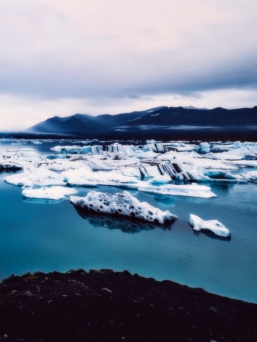 Iceland, Ledas, Kalnai, Dangus, Debesys, Turizmas, Įlanka, Uostas, Kraštovaizdis, Gamta, Lauke, Žiema