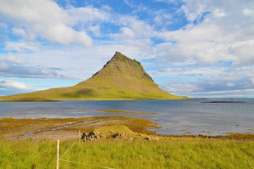 Islandija, Grundarfjörður, Kalnų, Kirkjufell, Jūra, Pakrantės, Kalvos, Sala