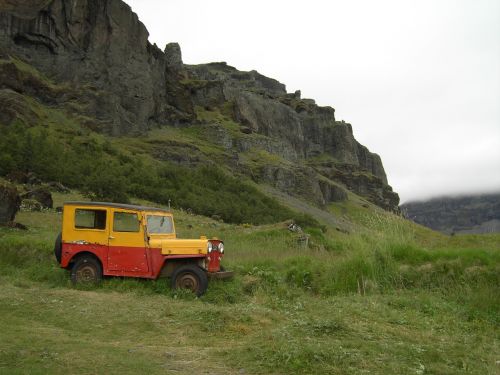 Iceland, Jeep, Debesuota, Žalias
