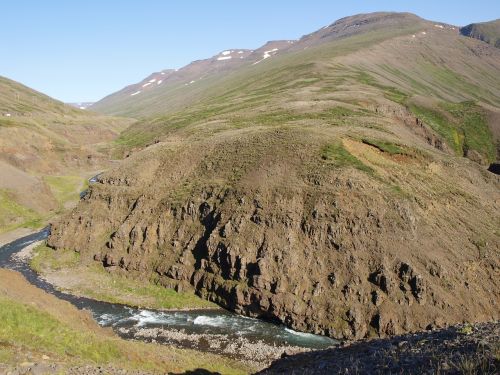 Iceland, Upės Griovys, Upė, Slėnis, Kraštovaizdis, Kalnai, Kalnas