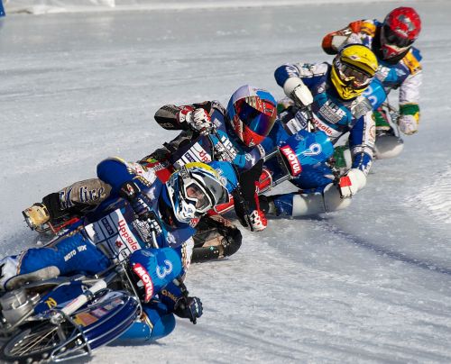Iceracing, Motociklai, Žiema, Sportas, Lenktynės, Ledas