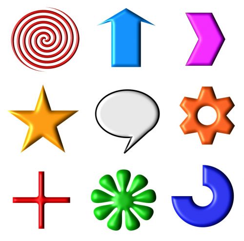 Piktogramos, Simboliai, Formos, Nustatyti, Internetas, Internetas, Logotipas, Mygtukai, Strėlės, Žvaigždė, Gėlė, Sūkurys