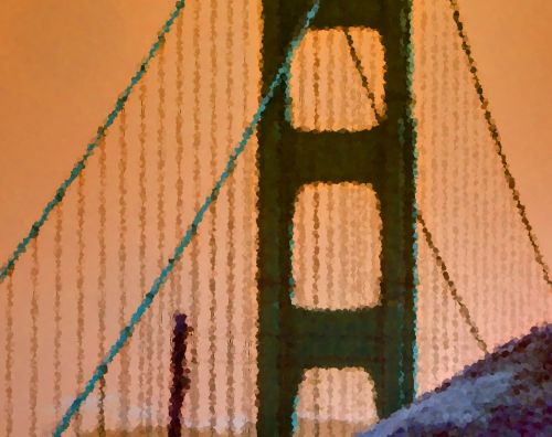 Auksiniai & Nbsp,  Vartai & Nbsp,  Tiltas,  Tiltas,  San & Nbsp,  Francisco,  Tiltai,  Kalifornija,  Tapybos,  Įspūdis,  Impressionistinis,  Dažytos,  Meno,  Impresionistinis Aukso Vartų Tiltas