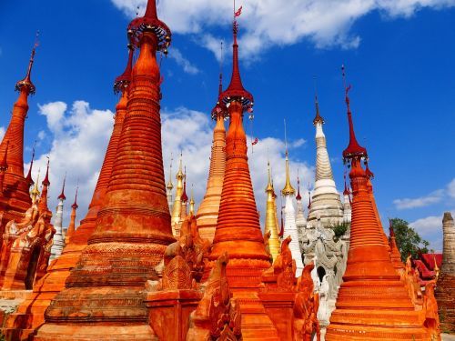 Įvestis, Inlesee, Mianmaras, Burma, Pagoda, Šventykla, Stupa