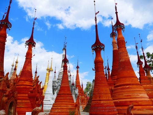 Įvestis, Inlesee, Mianmaras, Burma, Pagoda, Šventykla, Stupa