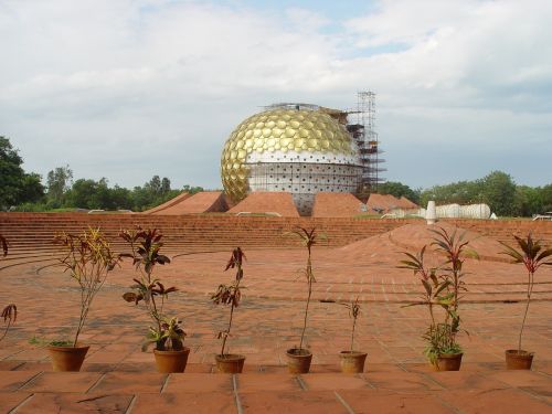 Indija, Pondichéry, Auroville, Pondichery, Ashramas, Auksinis Kupolas, Aurobindo Ashramas