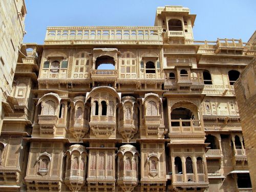 Indija, Rajasthan, Jaipur, Langai, Fasadas, Apdaila, Rūmai, Architektūra