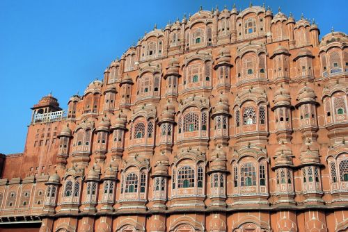 Indija, Rajasthan, Jaipur, Vėjo Rūmai, Rožinis Smiltainis, Fasadas, Architektūra, Paminklas, Maharajah, Langas