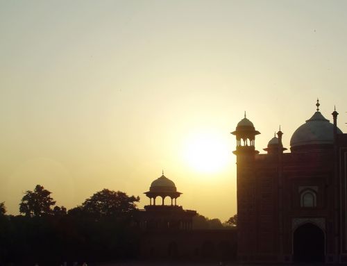 Indija, Agra, Taj Mahal, Saulėlydis, Šešėlis, Storas Debesys