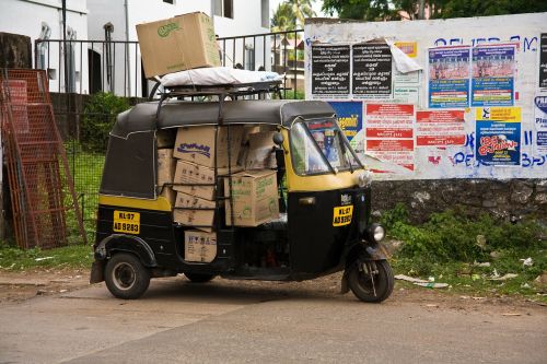 Indija, Kerala, Eismas, Transportas, Tuktuk