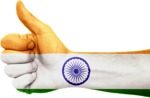 Indija, Vėliava, Ranka, Asian, Nacionalinis, Patriotinis, Patriotizmas, Nykščiai Aukštyn, Pirštai