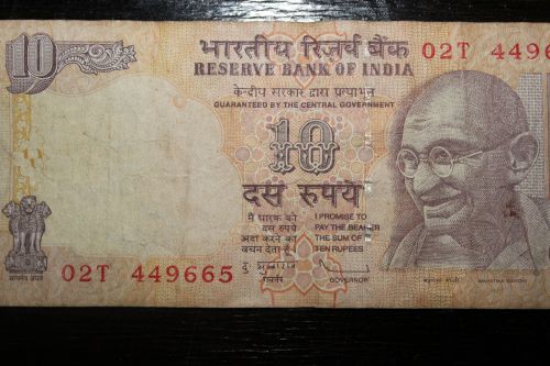 Indijos Rupija, Rupijos, Pinigai, Dolerio Kupiūra, Valiuta, Sąskaitos, Popieriniai Pinigai, Sumokėti, Pinigai Ir Pinigų Ekvivalentai, Dešimt, Mahatma Gandhi