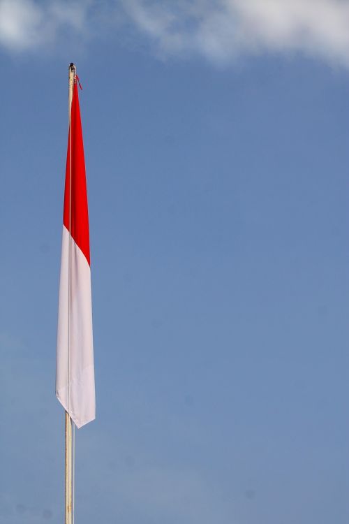 Indonezija, Vėliava, Indonesian, Tauta, Šalis, Nacionalinis, Pakeltas, Dangus