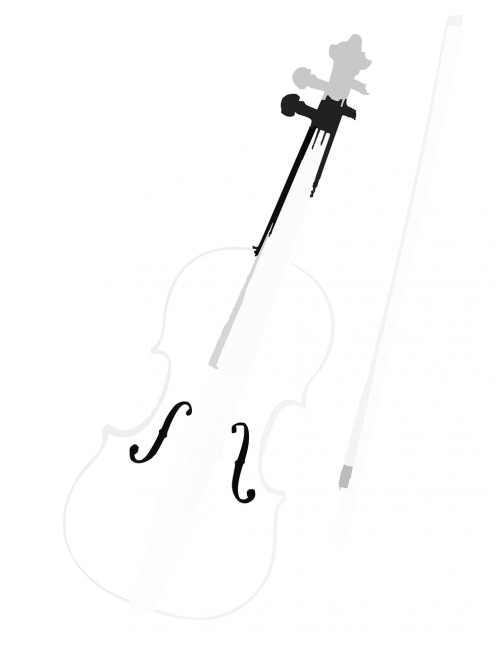 Instrumentas, Smuikas, Violončelė, Smuikas, Lankas, Priekinis, Balta, Muzika, Nemokama Vektorinė Grafika