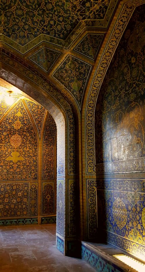 Iranas, Isfahan, Mečetė, Istorinė Vieta, Persų Menas, Menas, Persų Dizainas, Šiltas, Geltona