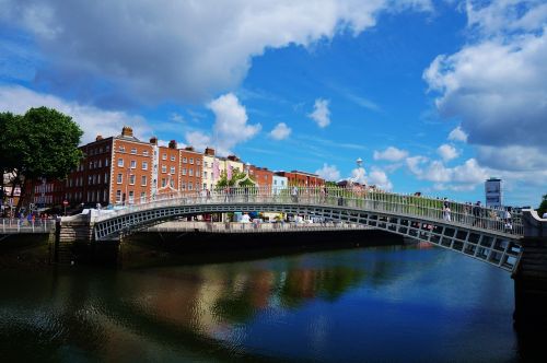 Airija, Dublin, Tiltas, Hapenny Tiltas, Upė, Liffey, Miestas, Keleivis