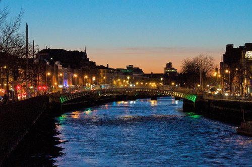 Airija,  Dublinas,  Liffey,  Upė,  Tiltas,  Kapitalas,  Europa,  Miestas,  Kelionė,  Airijos,  Europos,  Naktis,  Prieblanda