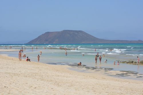 Isla De Lobos, Sala, Fuerteventura, Jūra, Papludimys, Gamta, Mėlynas Dangus, Kraštovaizdis, Žmonės