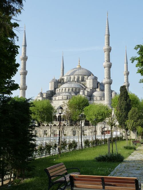 Istanbulas, Turkija, Mečetė, Mėlyna Mečetė, Istoriškai, Minaretas, Parkas, Kupolas, Dievas, Islamas