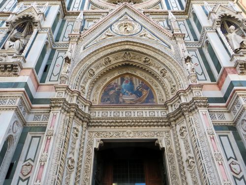 Italy, Florencija, Santa Maria Del Fiore, Katedra, Architektūra, Toskana, Durys, Frontonas, Marmuras, Turizmas