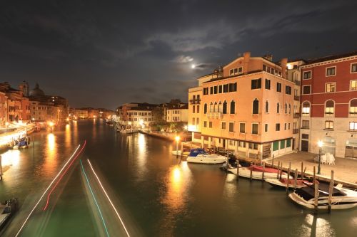 Italy, Venecija, Kanalas, Vakaras, Mėnulio Vandens Atspindys