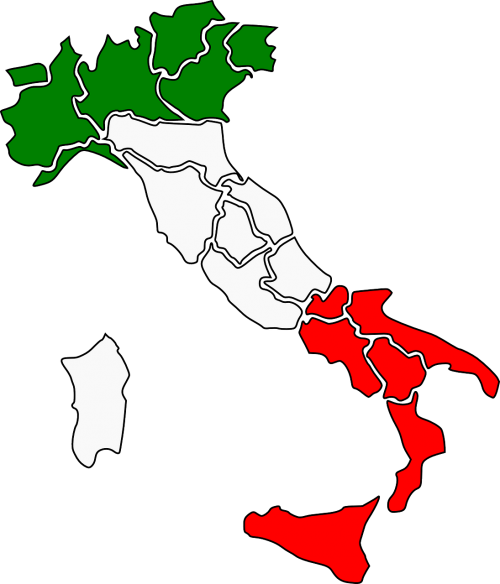 Italy, Žemėlapis, Regionai, Valstijos, Vėliava, Boot, Nemokama Vektorinė Grafika