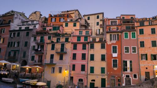 Italy, Cinque Terre, Riomaggiore, Uostas, Fasadai