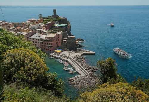Italy, Cinque Terre, Vernazza, Uostas, Kaimas