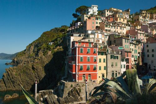 Italy, Cinque Terre, Riomaggiore, Uolos, Fasadai