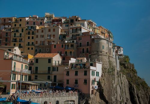Italy, Cinque Terre, Corniglia, Uostas, Fasadai