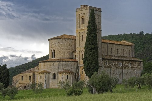 Italija,  Toskana,  Abbey Santantimo,  Abbey,  Bažnyčia,  Architektūra