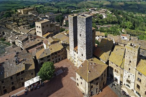Italija,  Toskana,  San Gimignano,  Istorinis Centras,  Struktūros,  Bokštai,  Panorama