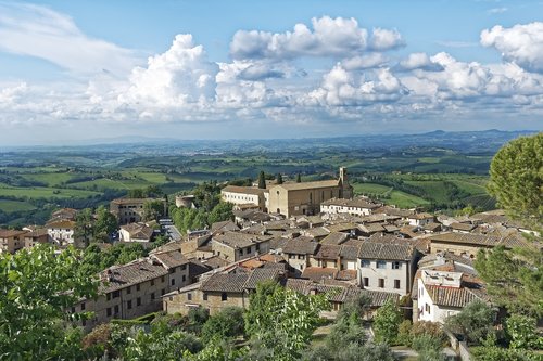 Italija,  Toskana,  San Gimignano,  Istorinis Centras,  Struktūros,  Panorama,  Kraštovaizdis