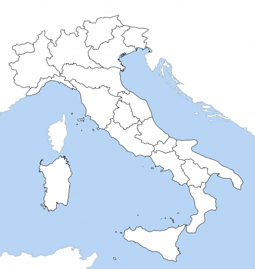 Žemėlapį Italijoje, Regionai, Untitled, Italy, Balta