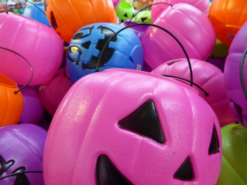 Kaušai,  Halloween,  Rožinis,  Oranžinė,  Mėlynas,  Krūva,  Jack-O-Žibintai,  Jack-O-Lantern Saldainių Kaušai