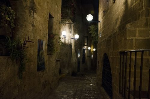 Jaffa, Naktis, Izraelis, Architektūra, Gatvė, Tamsi, Alėja