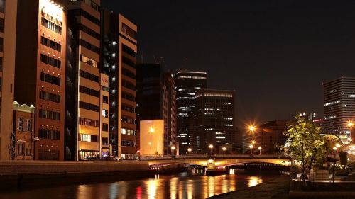 Japonija, Kraštovaizdis, Naktinis Vaizdas, Osaka, Šviesa