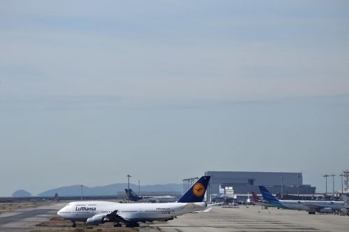 Japonija, Osaka, Kansai Tarptautinis Oro Uostas, Lėktuvas, Orlaivis, Kraštovaizdis, Mėlynas Dangus, Boeing 747
