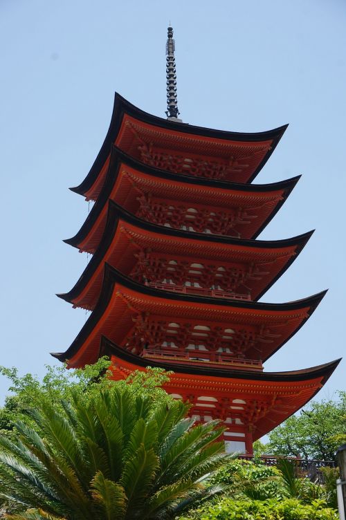 Japonija, Hiroshima, Miyajima, Penkių Pasakų Pagoda, Bokštas