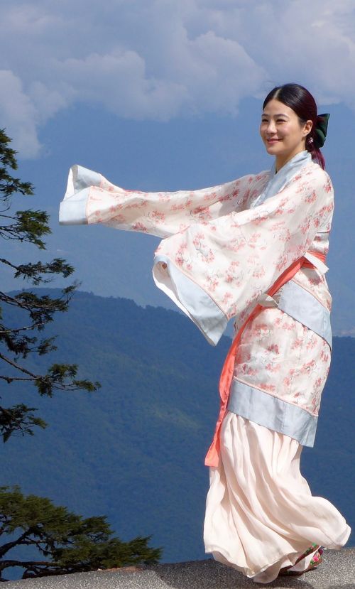 Japanese, Šokėja, Kelti, Moteris, Jaunas, Kimono, Tradicija
