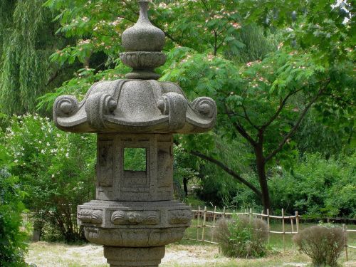 Japoniškas Sodas, Akmeninė Lempa, Asian Kultūra, Medžiai, Gamta, Rytietiškas, Kraštovaizdis, Herastrau Parkas, Bukareštas, Romanija