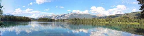 Jašis, Ežeras Beauvert, Kanada, Ežeras, Panorama, Nacionalinis Parkas, Beauvert, Kraštovaizdis, Gamta, Alberta, Kalnai, Vanduo