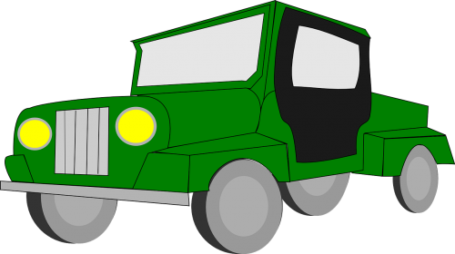 Jeep, Transporto Priemonė, Keturių Ratų Pavara, Keturių Ratų Pavara, 4X4, Sunkvežimis, Žalias, Nemokama Vektorinė Grafika