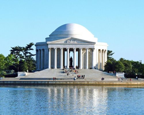 Jefferson Memorialas, Orientyras, Vašingtonas, Usa, Nacionalinis, Turizmas, Prezidentas, Istorija, Kupolas, Pritraukimas, Architektūra, Vanduo, Kultūra