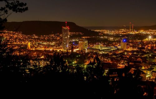 Jena, Naktis, Miestas, Panorama, Naktinė Nuotrauka, Jena Naktį, Landgraf, Žiburiai Miestas