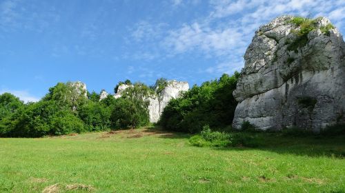 Jerzmanowice, Lenkija, Kraštovaizdis, Gamta, Akmenys, Kalkakmeniai, Turizmas