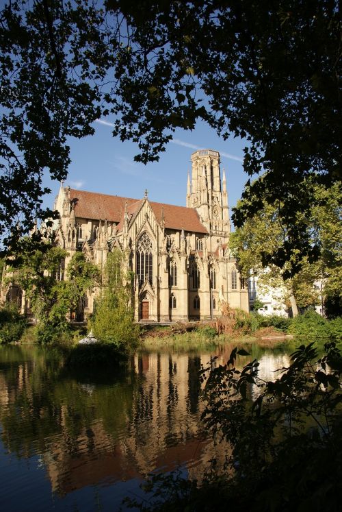 Johanneskirche, Štutgartas, Bažnyčia, Ežeras, Katedra, Vanduo, Vokietija, Architektūra, Gotika